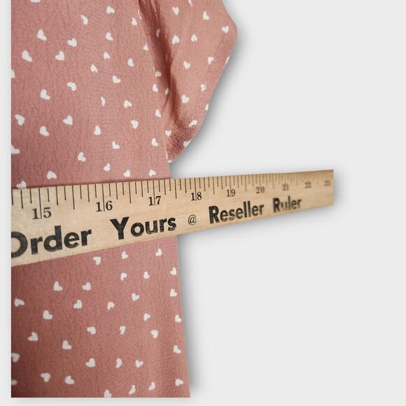 Rails Bretton Rosewood Mimi Hearts Pink V-Neck Blouse Women's Small - Picture 5 of 8